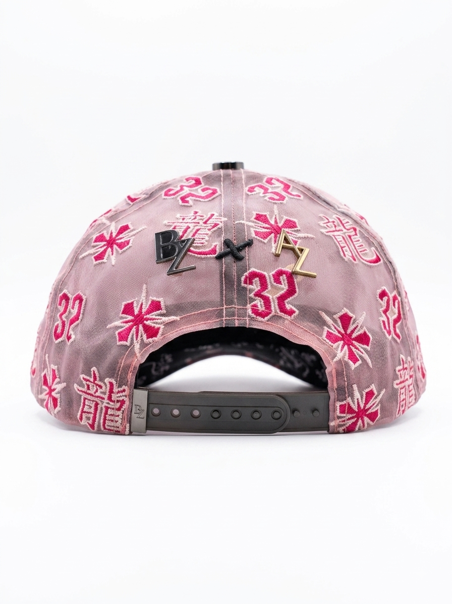 Gorra Báez Dragon 32 rosa y negra vista trasera