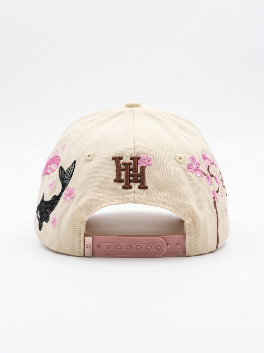 Gorra HH Sakura Koi beige vista trasera